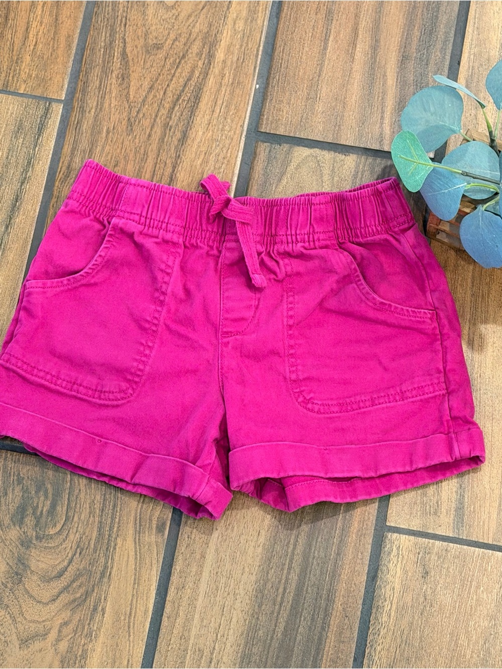 Girls Fuchsia Drawstring Casual Shorts